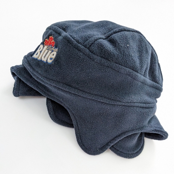 Labatt Blue Soft Winter Hat Ear Flaps Neck flap "Hockey Helmet" style - Picture 3 of 5